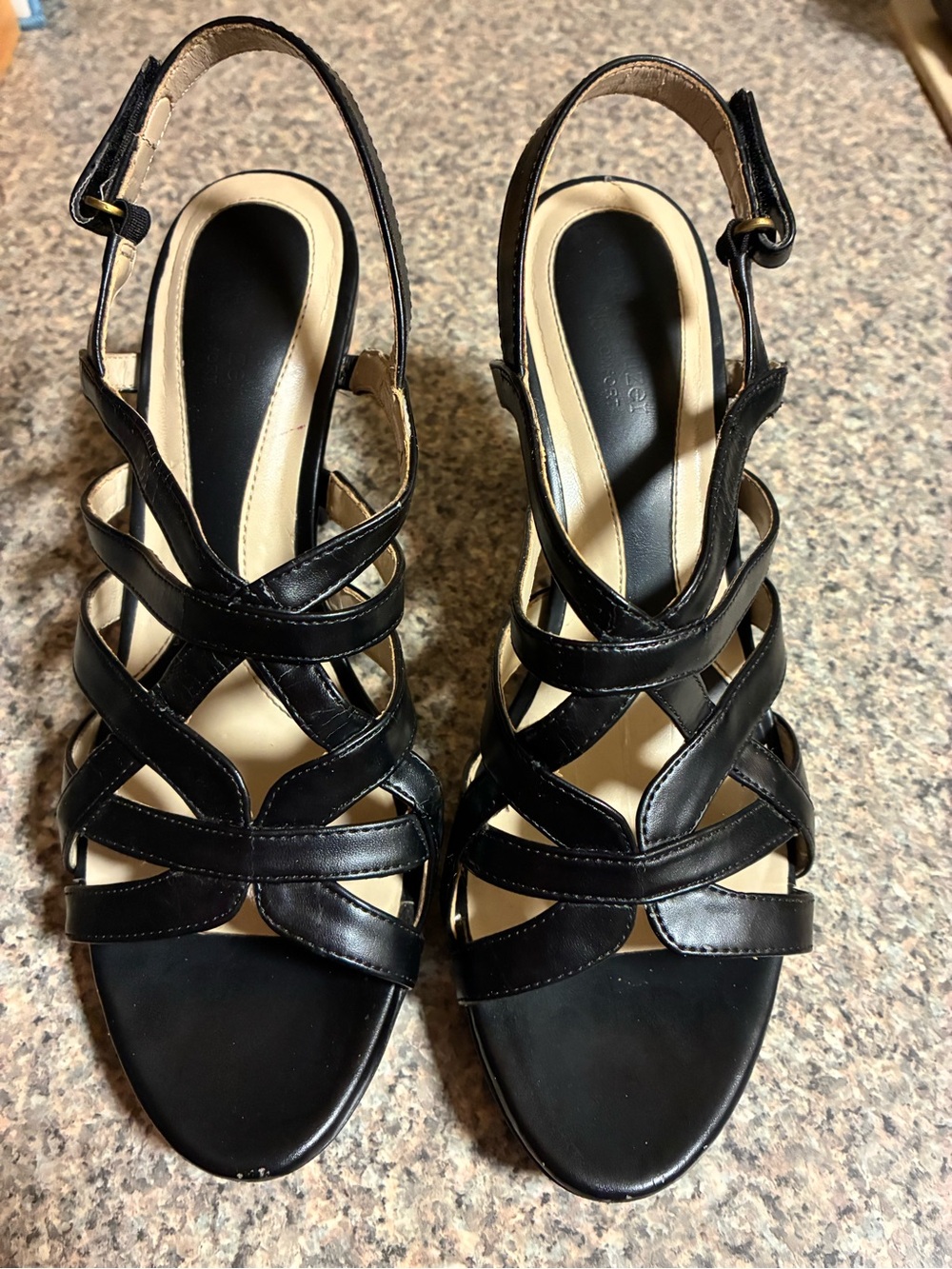 Black Strappy Women's Slingback Sandals 9.5